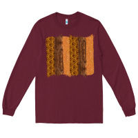 Burgundy Western Wood Glitter Vintage Pattern Long Sleeve Tee - Bettercallsaul