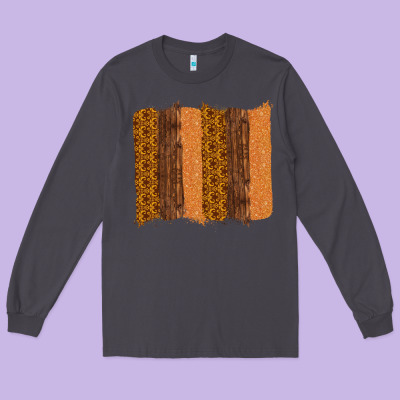 Western Wood Glitter Vintage Pattern Long Sleeve Tee Designed By Bettercallsaul