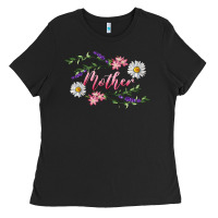 Black Floral Daisy Mother Ladies Tee - RanaPortraitStore