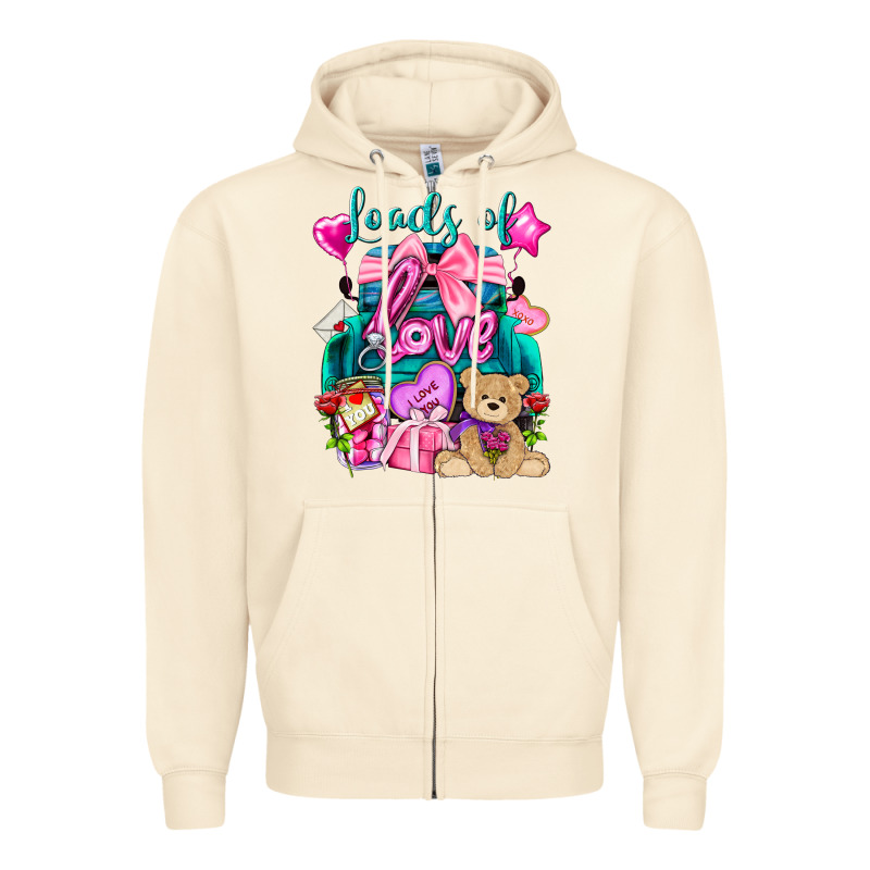 Loads Of Love Truck Valentine's Day Zipper Hoodie by HowdyJamesFarm | Teevron