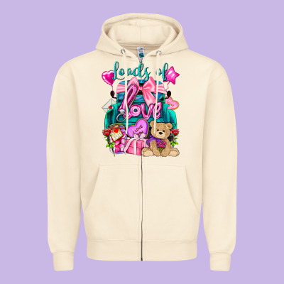 Loads Of Love Truck Valentine's Day Zipper Hoodie Designed By Howdyjamesfarm