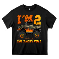 Black i'm two this is how i roll monster truck birthday Heavy Core Tee - Jasminsmagicworld