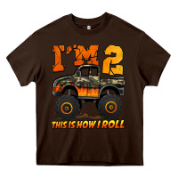Chocolate Brown i'm two this is how i roll monster truck birthday Heavy Core Tee - Jasminsmagicworld