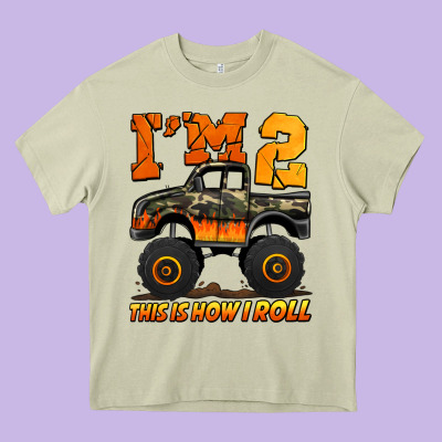 I'm Two This Is How I Roll Monster Truck Birthday Heavy Core Tee Designed By Jasminsmagicworld