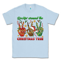 Dusty Blue Rockin' Around The Christmas Tree Classic Tee - BundleAndBundleShop