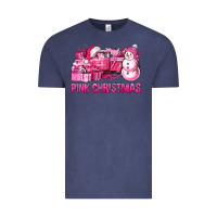 Vintage Denim Pink Christmas Truck Vintage Tee - BundleAndBundleShop