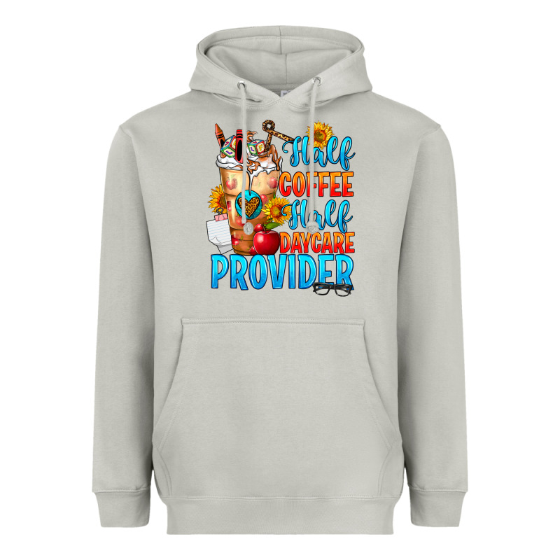 Half Coffee Half Daycare Provider Heavyweight Hoodie by FaDigitalArtStudio | Teevron