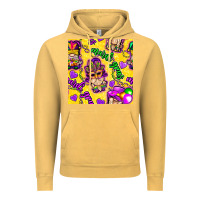 Vintage Mustard Mardi gras gnomies seamless pattern Vintage Hoodie - BundleAndBundleShop