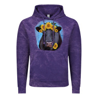 Cloud Purple Black Angus with Sunflower Vintage Hoodie - Jasminsmagicworld