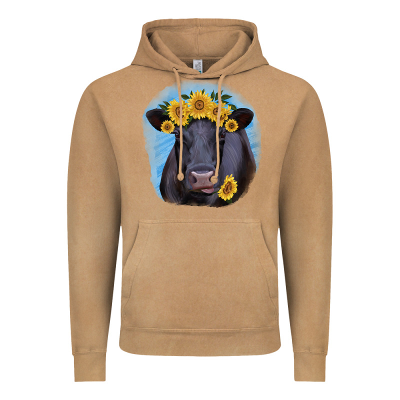 Black Angus With Sunflower Vintage Hoodie by Jasminsmagicworld | Teevron