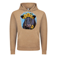 Vintage Coffee Black Angus with Sunflower Vintage Hoodie - Jasminsmagicworld