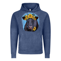 Vintage Denim Black Angus with Sunflower Vintage Hoodie - Jasminsmagicworld