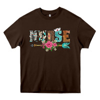 Chocolate Brown western nurse arrow floral Heavy Core Tee - BarkalooDesign