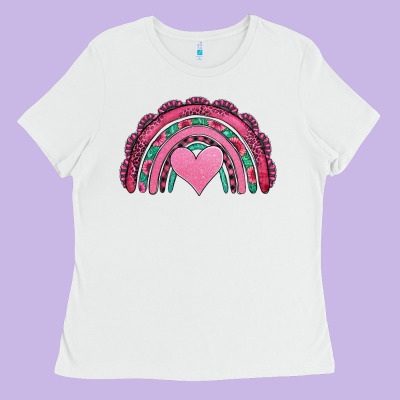 Valentines Day Pink Gemstones Rainbow Ladies Tee Designed By Jasminsmagicworld