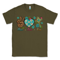 Army Green Peace Love Cross Classic Tee - BundleAndBundleShop