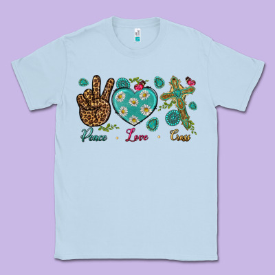 Peace Love Cross Classic Tee Designed By Bundleandbundleshop