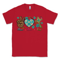 Red Peace Love Cross Classic Tee - BundleAndBundleShop