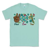 Seafoam Peace Love Cross Classic Tee - BundleAndBundleShop