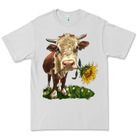 Dove Grey hereford heifer with sunflower Premium Tee - LillyAllenDesigns