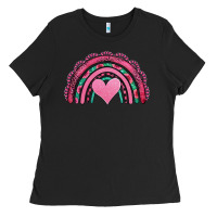 Black valentines day pink gemstones rainbow Ladies Tee - Jasminsmagicworld