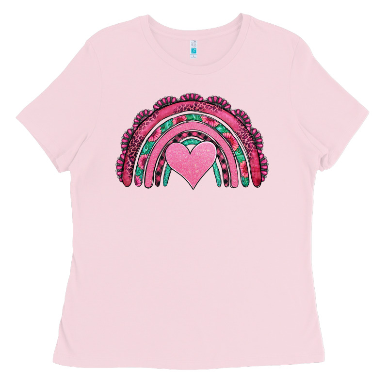 Valentines Day Pink Gemstones Rainbow Ladies Tee by Jasminsmagicworld | Teevron