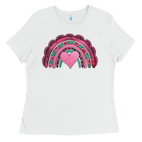 White valentines day pink gemstones rainbow Ladies Tee - Jasminsmagicworld
