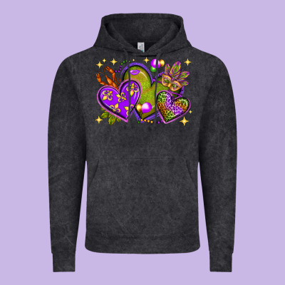 Mardi Gras Hearts Vintage Hoodie Designed By Bundleandbundleshop