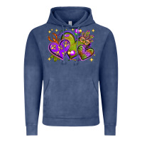 Vintage Denim Mardi Gras Hearts Vintage Hoodie - BundleAndBundleShop