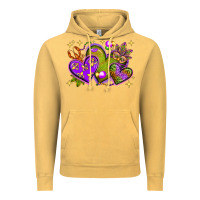 Vintage Mustard Mardi Gras Hearts Vintage Hoodie - BundleAndBundleShop