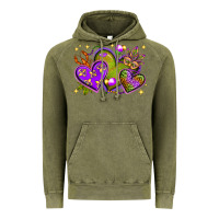 Vintage Olive Mardi Gras Hearts Vintage Hoodie - BundleAndBundleShop