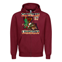 Burgundy christmas in louisiana Zipper Hoodie - CowGirlArtShop