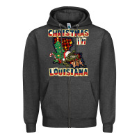 Charcoal Heather christmas in louisiana Zipper Hoodie - CowGirlArtShop
