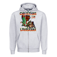 Heather Grey christmas in louisiana Zipper Hoodie - CowGirlArtShop