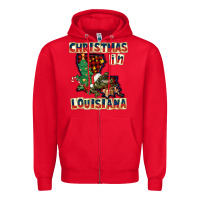 Red christmas in louisiana Zipper Hoodie - CowGirlArtShop