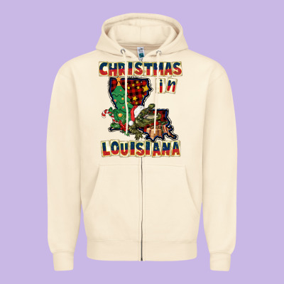 Christmas In Louisiana Zipper Hoodie Designed By Cowgirlartshop