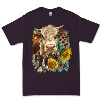 Plum Hereford heifer with sunflower and leopard Premium Tee - LillyAllenDesigns