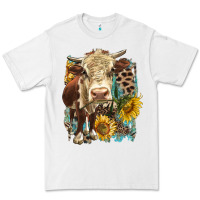 White Hereford heifer with sunflower and leopard Premium Tee - LillyAllenDesigns