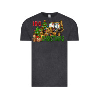 Vintage Black I Dig Christmas Backhoe Loader Vintage Tee - BundleAndBundleShop