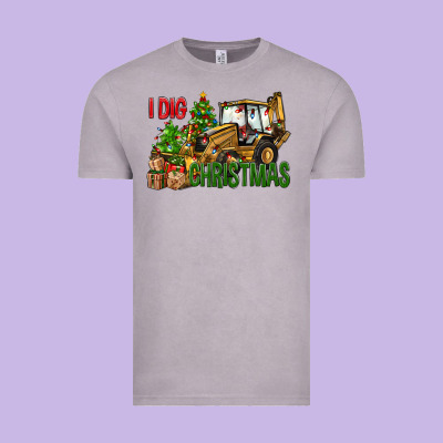 I Dig Christmas Backhoe Loader Vintage Tee Designed By Bundleandbundleshop