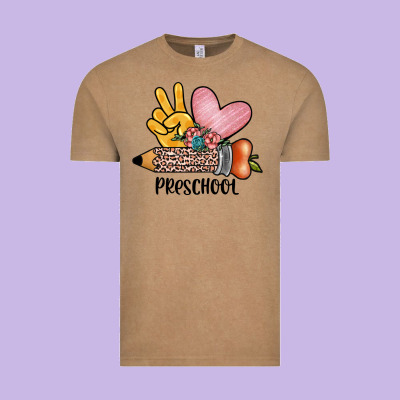 Peace Love Preschool Vintage Tee Designed By Jahusdesignshop