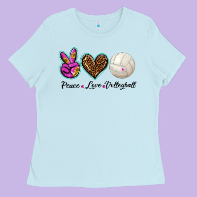 Peace Love Volleyball Ladies Tee Designed By Barkaloodesign