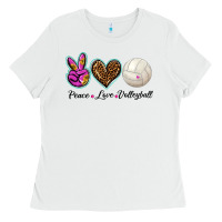 White peace love volleyball Ladies Tee - BarkalooDesign