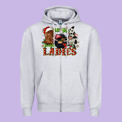 All The Jingle Ladies Zipper Hoodie Designed By Cowgirlartshop