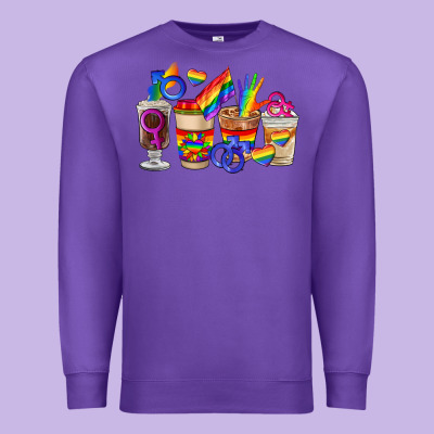 Lgbt Coffee Cups Premium Sweatshirt Designed By Fadigitalartstudio
