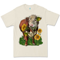 Bone hereford bull with sunflowers Premium Tee - LillyAllenDesigns