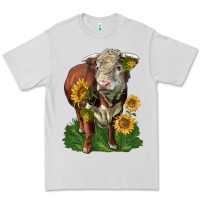 Dove Grey hereford bull with sunflowers Premium Tee - LillyAllenDesigns
