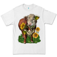 White hereford bull with sunflowers Premium Tee - LillyAllenDesigns