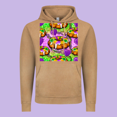 Mardi Gras King Cake Seamless Pattern Vintage Hoodie Designed By Bundleandbundleshop