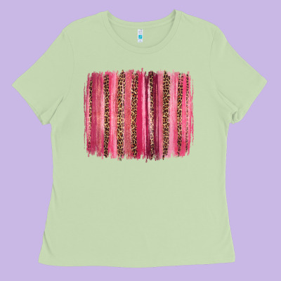 Valentines Day Leopard Glitter Brushstroke Ladies Tee Designed By Jasminsmagicworld