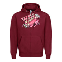 Burgundy tackle cancer Zipper Hoodie - CowGirlArtShop